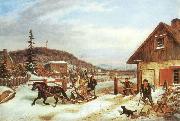 Cornelius Krieghoff The Toll Gate oil painting reproduction